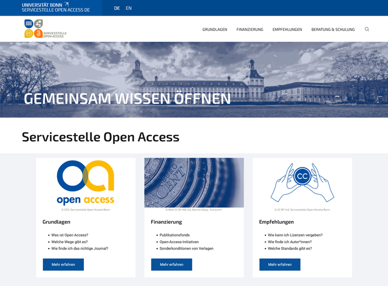 Neue Website der Servicestelle Open Access