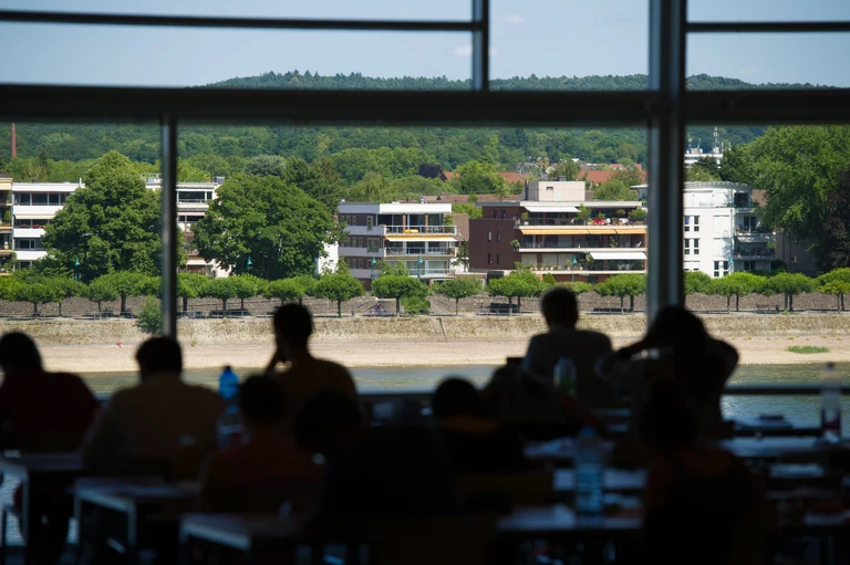 View of the Rhein from inside the Main Library's Reading Room.