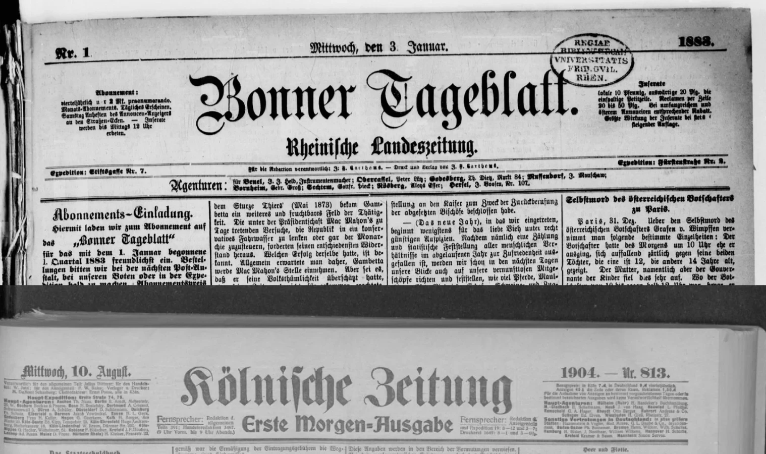 Collage historischer Zeitungsausschnitte
