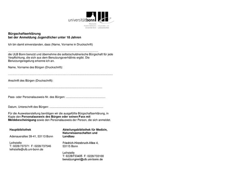 Bürgschaftserklärung